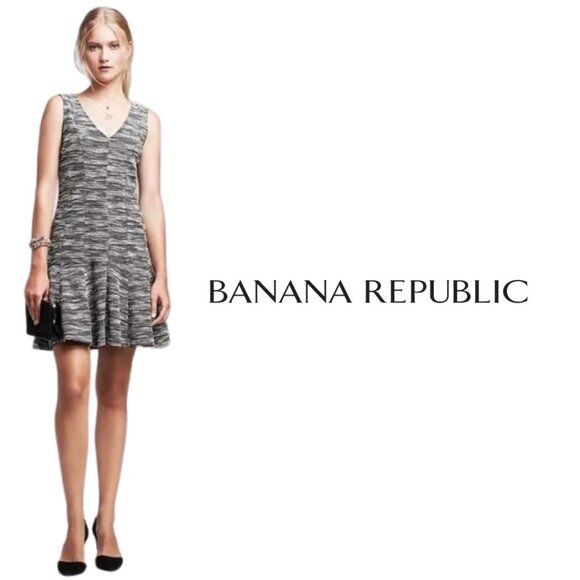 Banana Replublic Marled Tweed Fit-and-Flare Dress Size 4 - Picture 4 of 17